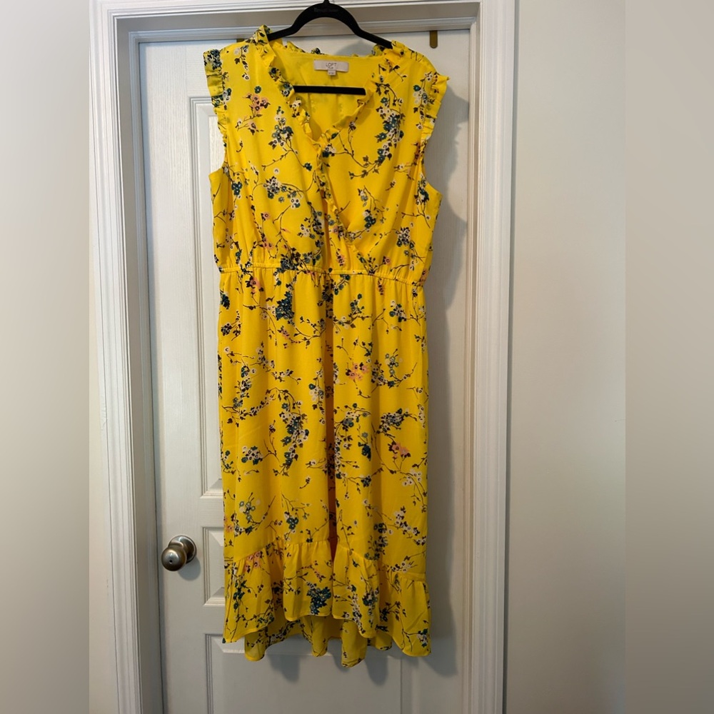 LOFT Plus Size 18 Yellow Floral Dress